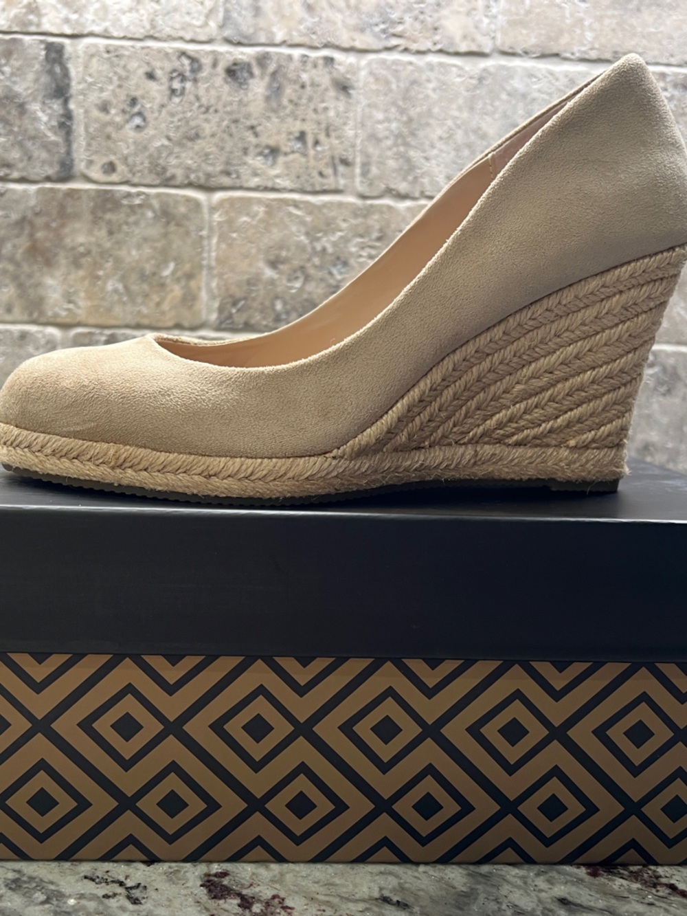 Charles by Charles David Nude Micro-Suede Espadrille Wedge Pumps - Picture 4 of 9